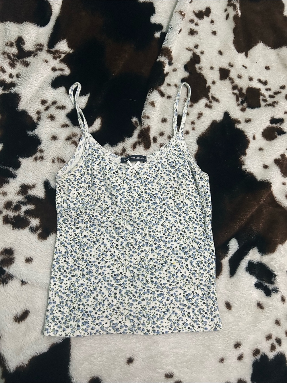 Brandy Melville Blue and White Floral Camisole